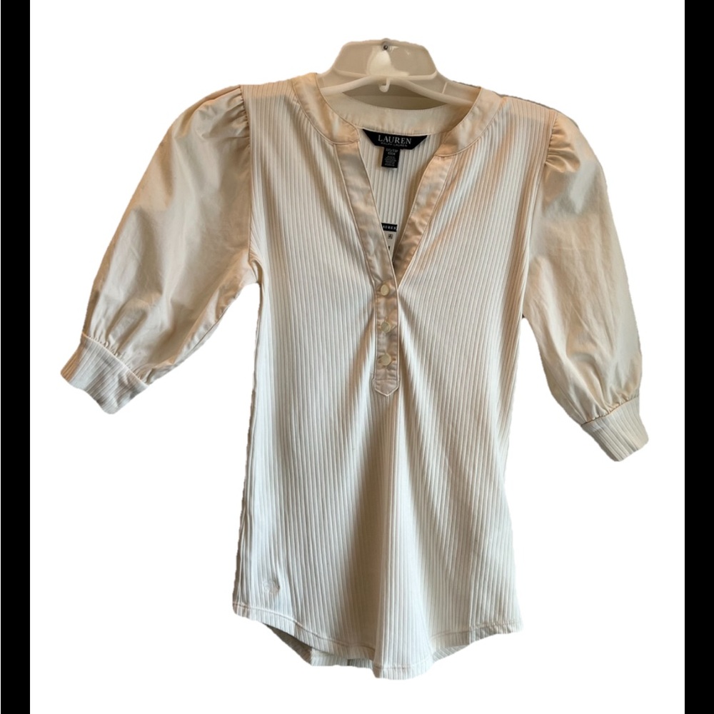 Lauren Ralph Lauren Short Sleeve Puff Sleeve Henley Tee XXS